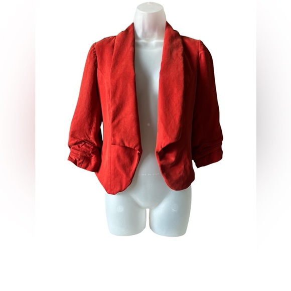 Cartonnier by Anthropologie Ladies Red Orange Open Front Blazer Size 4 - Picture 1 of 5